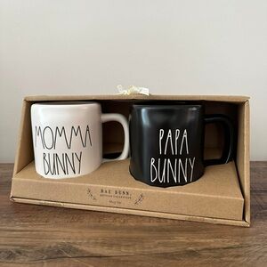 NWT Rae Dunn Artisan Collection mug set Momma Bunny & Papa Bunny